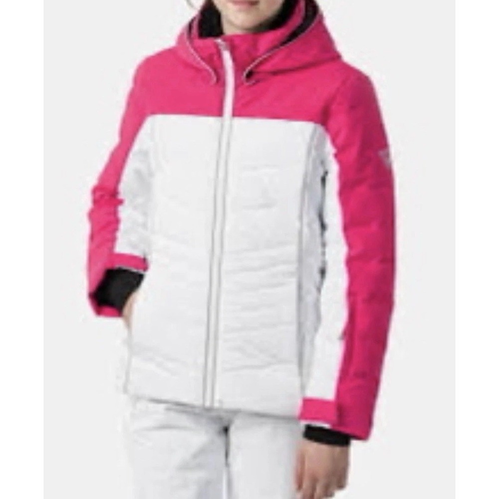 ROSSIGNOL GIRLS PEARLY PINK FUSHIA WHITE SKI JACKET POLYDOWN Youth 16 / Women XS